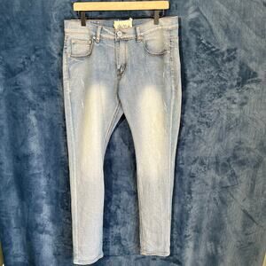 F.U.S.A.I Vintage Blue Washed Denim Slim Casual Jeans‎ Mens Size 34X32
